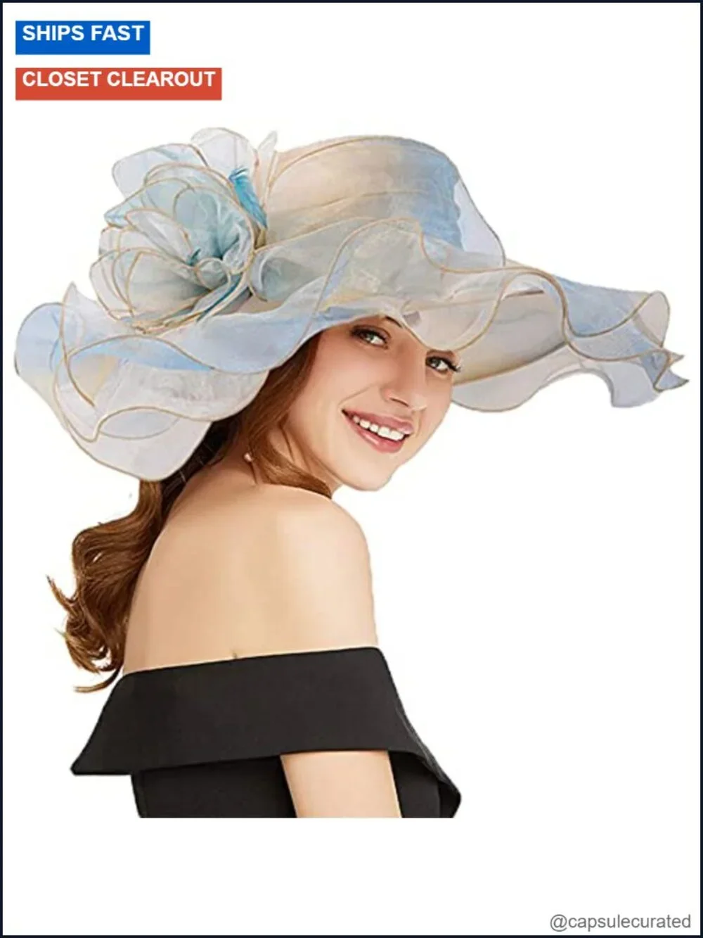 Women Party Church Derby Top Hats Organza Sun Visor Cap Ladies Flowers